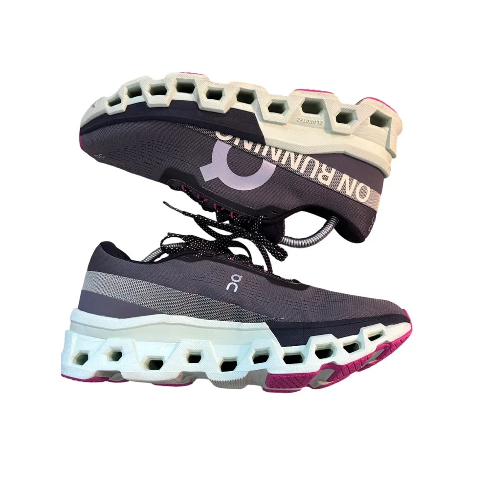 On Cloudrunner Gray Mint Pink Running Shoes Womens 10 Swiss Engineering CloudTec